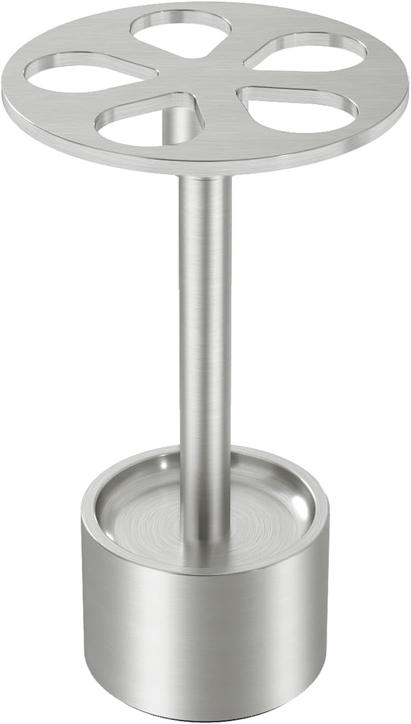 YUMORE Toothbrush Holder Stand Stainless Steel Tooth Brush Holder Bathroom Countertop Organizer Storage (Brushed Nickel)