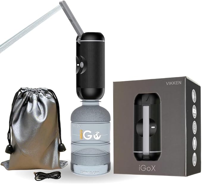 VIKKEN® 250ml iGo X Portable Travel Bidet USB-Type C Rechargeable Electric Mobile Handheld Ultra Strong Water Spray Personal Hygiene Self Care for Women & Men