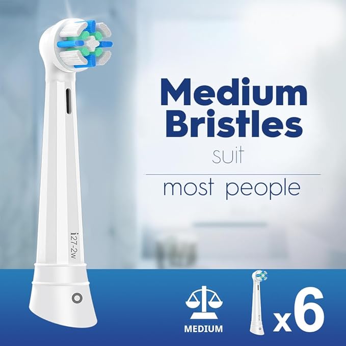 iO Replacement Heads Compatible with Oral B iO 2/3/4/5/6/7/8/9/10/Deep Clean Series Electric Toothbrush, IO Toothbrush Heads, Brush Heads with Medium-Hard bristles Care Your Teeth (6 White)