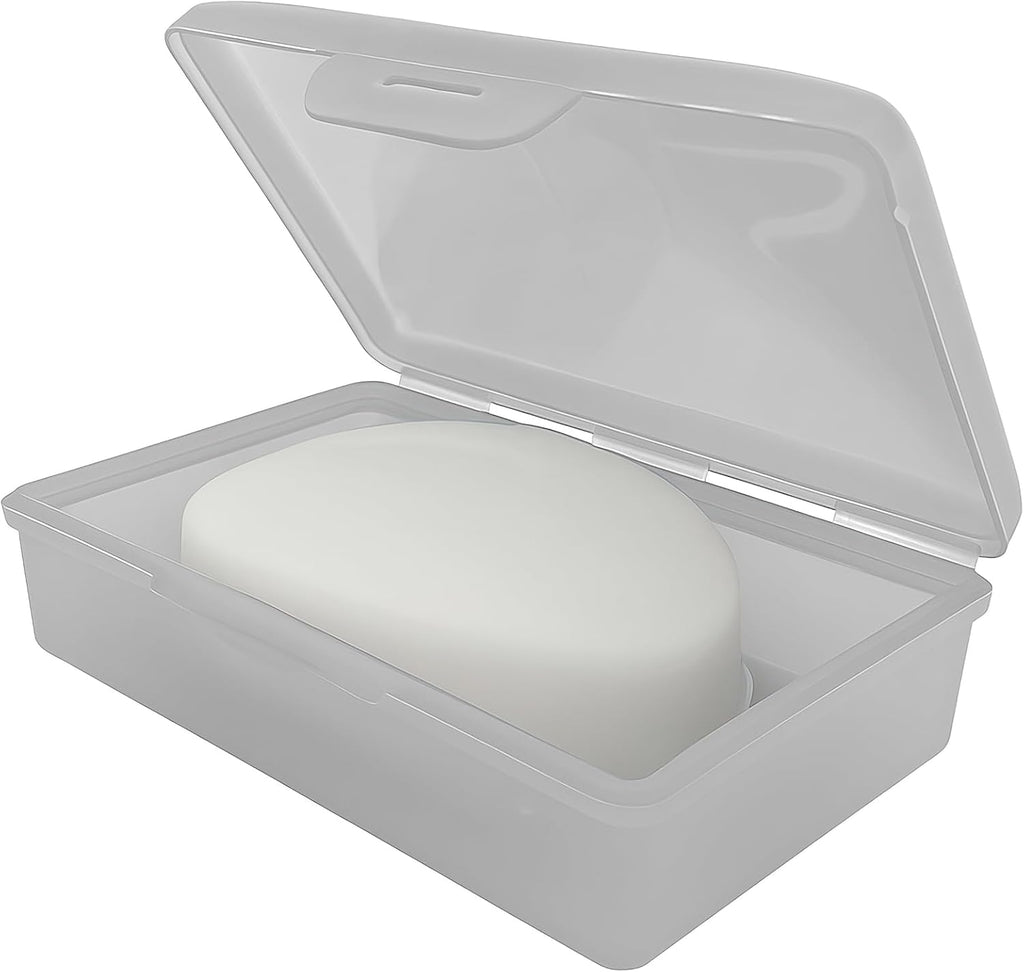 Travel Soap Box with lid - Clear White - Perfect for Traveling, Gym, or Storage. Made in The USA.