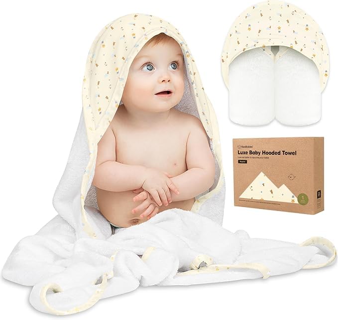 KeaBabies Hooded Baby Towel for Newborn - Viscose Derived from Bamboo Large Baby Bath Towels with Hood for Boys, Girls, Toddler, Extra Absorbent & Soft Newborn Bath Essentials (Dreamers, Regular)