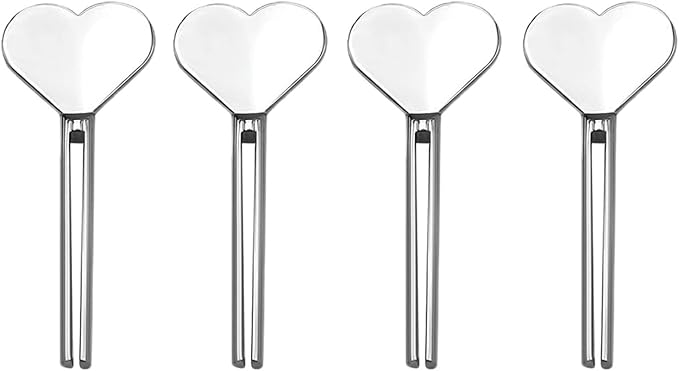4Pcs Silver Metal Manual Toothpaste Squeezer Heart Stainless Steel Dispenser Tube Squeezer Hand Cream Tube Key Roller Set Bathroom Accessories Tube Squeezing Aids Bathroom Safety Daily Living Aids