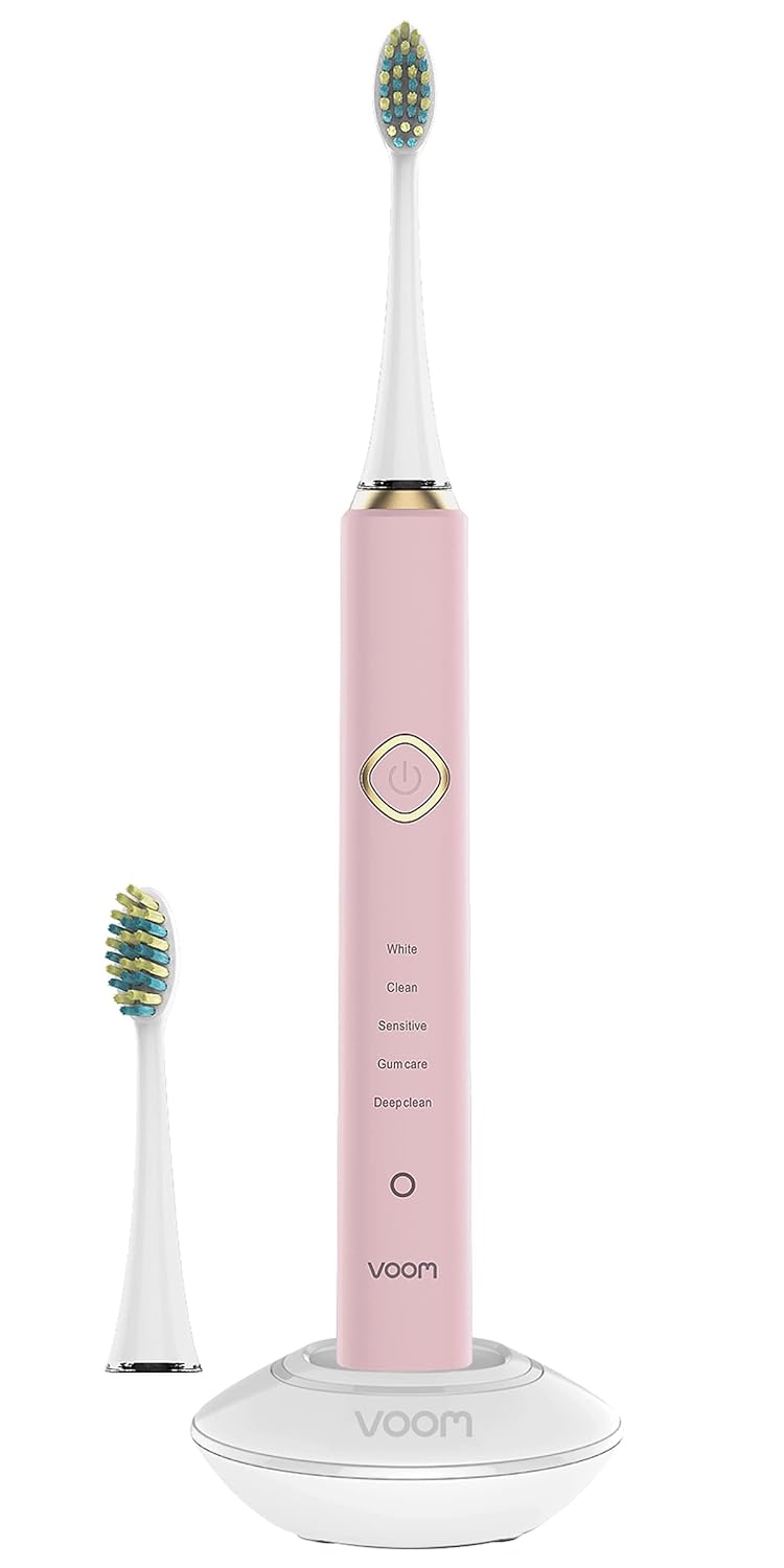 Voom Sonic Pro 7 Series Rechargeable Electronic Toothbrush, Advanced Oral Care Technology, 2-Minute Timer w/Quadrant Pacing, 5 Adjustable Speeds