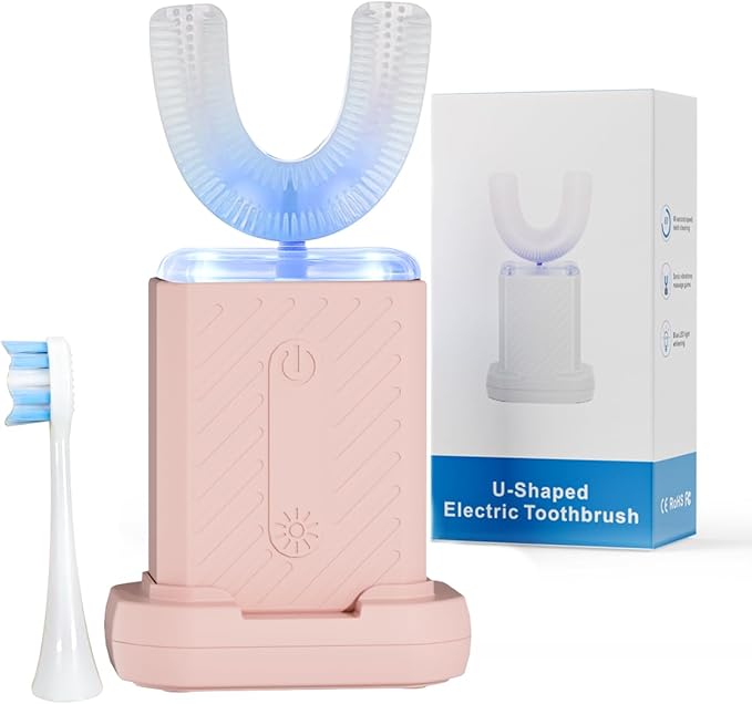 U-Shaped Electric Toothbrush for Adults, U-Shaped Electric Toothbrush with 360° Automatic Cleaning, Toothbrush with 4 Cleaning Modes