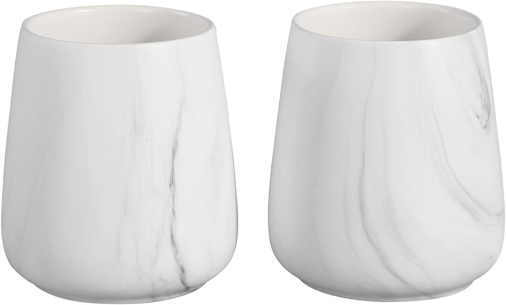 2Pcs Toothbrush Holder for Bathroom - Marble White Ceramic Tooth Brushing Holders Set, Toothbrush Cup & Toothpaste Organizer for Bathroom Countertop, Makeup Brush Holder, Pen Holder for Home Storage