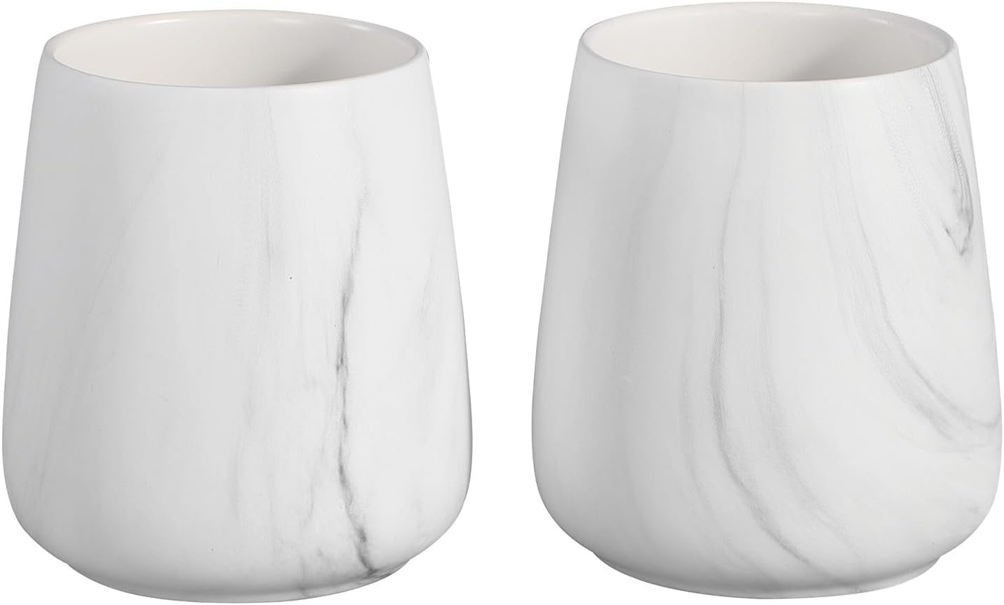 2Pcs Toothbrush Holder for Bathroom - Marble White Ceramic Tooth Brushing Holders Set, Toothbrush Cup & Toothpaste Organizer for Bathroom Countertop, Makeup Brush Holder, Pen Holder for Home Storage