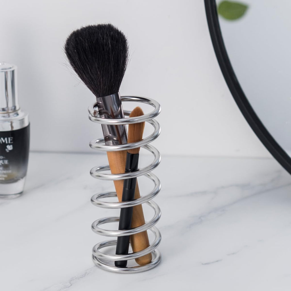Toothbrush Holders Spring Shape Stainless Steel Pen Holder Bathroom Tabletop Makeup Brush Organizer Toothbrush Stand