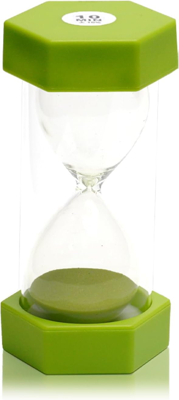 10 Minutes Sand Timer, Hourglass Timer, Sand Clock for Kids, Colorful Sand Watch, Sandglass Timer, Visual Timer for Home Office Kitchen Decor (Green)