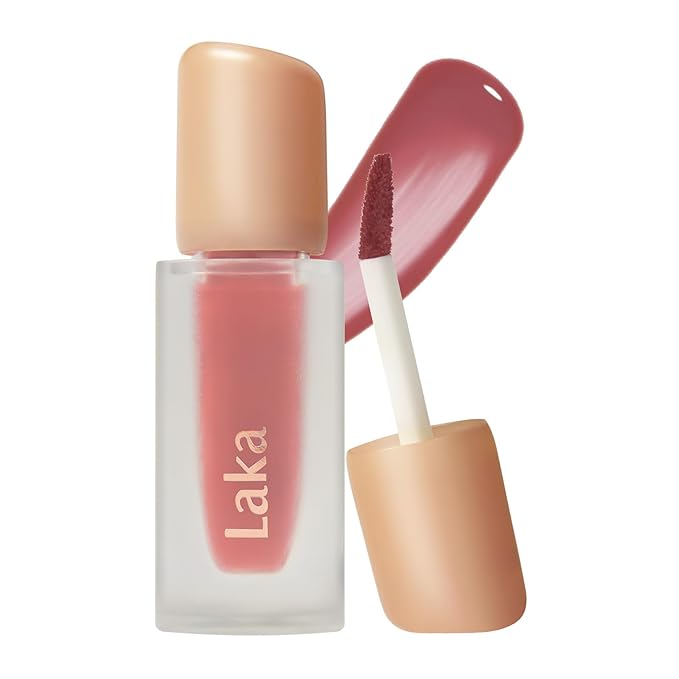 Laka Fruity Glam Tint, 4.5g/0.15oz, Glowing Lip Stain with Wide Color Spectrum, Hydrating & Lightweight Texture, Long-Lasting Bold Stain, Non-Sticky, Vegan, K-Beauty (#145 Guava)
