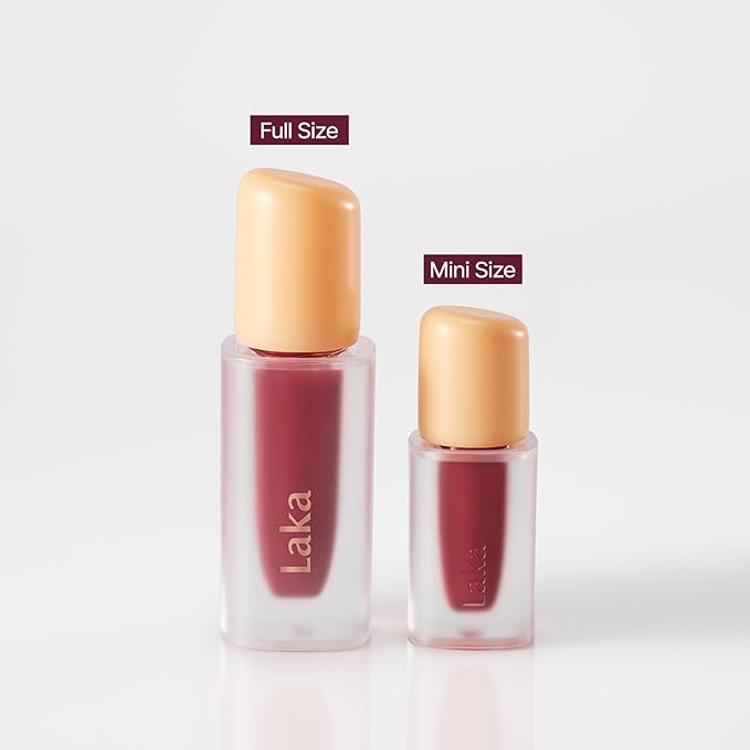 Laka Fruity Glam Lip Tint Mini, 1.9g/0.07oz, Glowing Lip Stain with Wide Color Spectrum, Hydrating & Lightweight Texture, Long-Lasting Bold Stain, Non-Sticky, Vegan, K-Beauty (#136 Oolong)