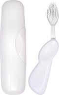RADIUS Toothbrush with Replaceable Big Brush Head BPA Free ADA Accepted - Left Hand - Pastel White Brush with Pastel White Case