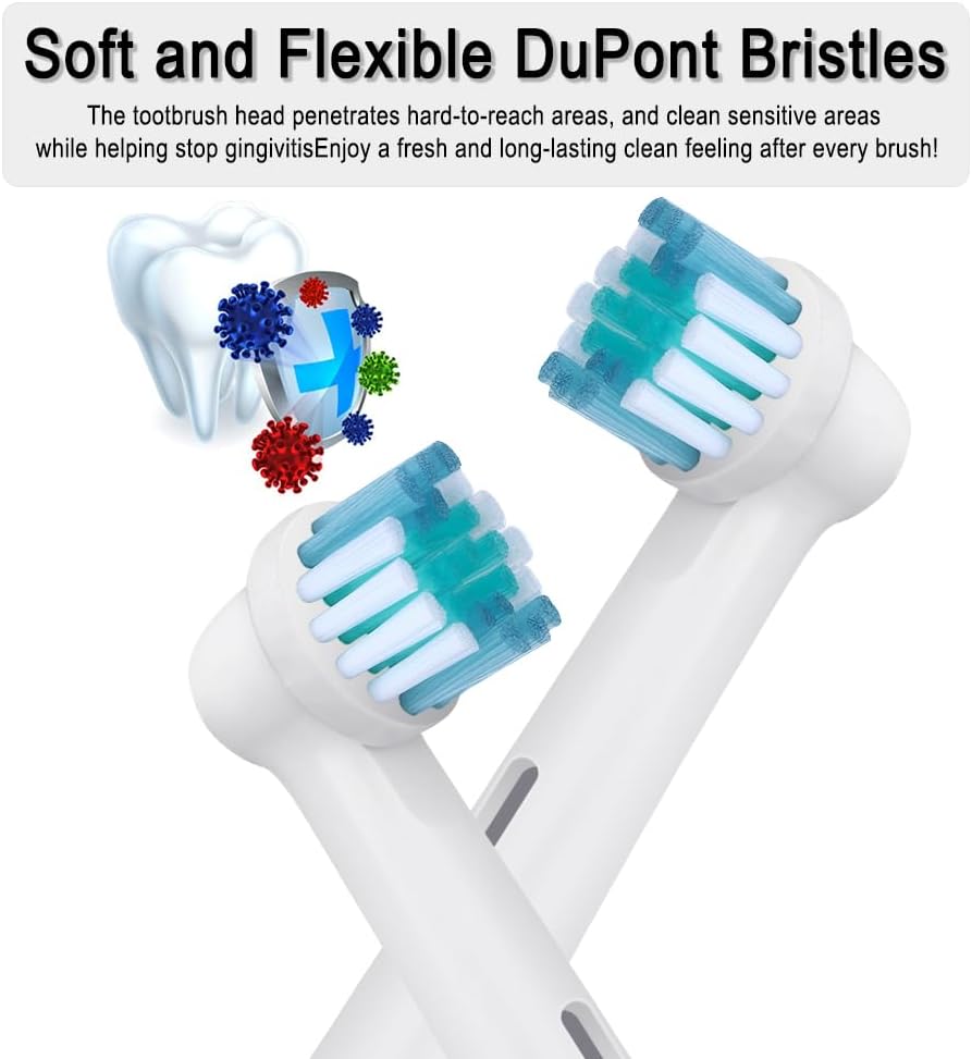 Toothbrush Replacement Heads Refills for Oral B - Precision Clean Brush Head for Gentle & Effective Cleaning and Optimal Dental Care, by DeBizz (12)