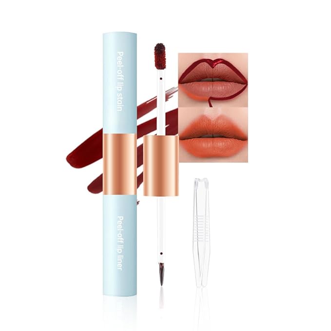 Matte Lip Liner Peel Off Lip Stain, Long Lasting Peel Off Lip Liner Stain, Peel-off Lip Gloss For All Skin Types, Transfer-proof Highly Pigmented Color Waterproof, (02#, Pack of 1)
