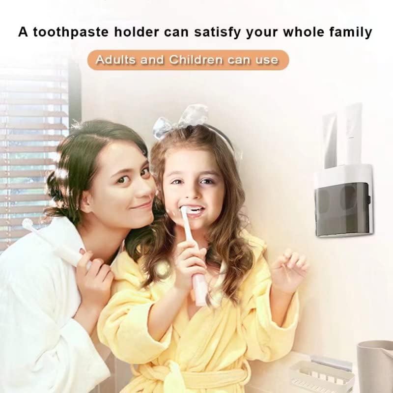 StAider Wall-Mounted Toothbrush Holder-Electric Toothbrush Holder with Two Toothpaste squeezers and Toothbrush Storage Box. Automatic Toothpaste Dispenser with dust Cover, Suitable for Bathroom, White
