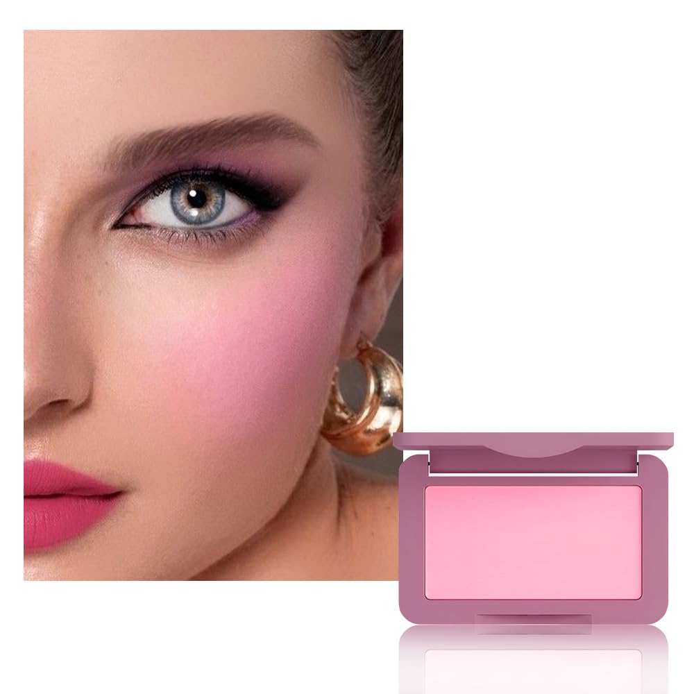 Rose Pink Matte for Face Cheeks Blush, Natural Cream Blushes Makeup Palette, Dark Monochrome Blush Creamy Powder Palette Makeup for Older Women, Blushes Eyeshadow Foundation for Every Day 05