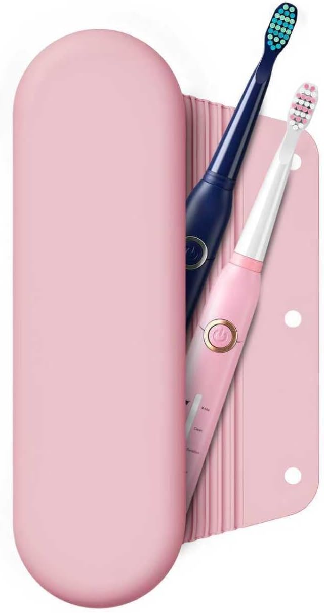 Silicone Electric Toothbrush Travel Cover, Toothbrush Travel Containers Bag Case,Keeps Toothbrush Fresh and Clean, Fits Most Manual and Electric Toothbrushes - Pink