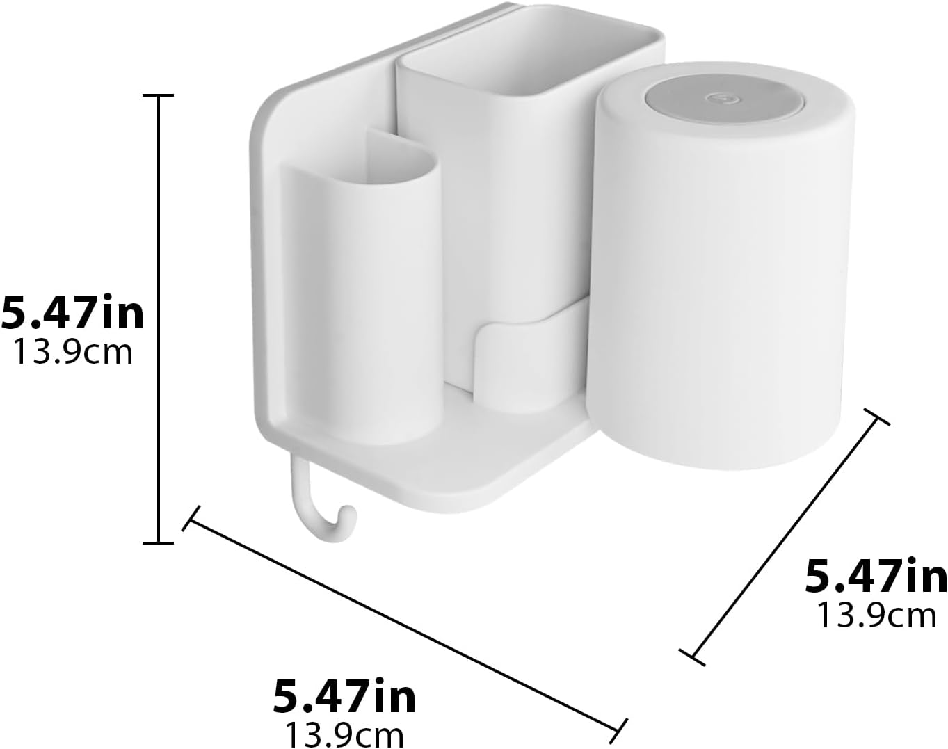 Toothbrush Holders with Mouthwash Cup Wall Mounted for Bathrooms, 2 Slots Bathroom Organizer for Toothpaste, Electric Toothbrush, Razor, Floss, Self Adhesive Toothbrush Hanger Storage for Shower