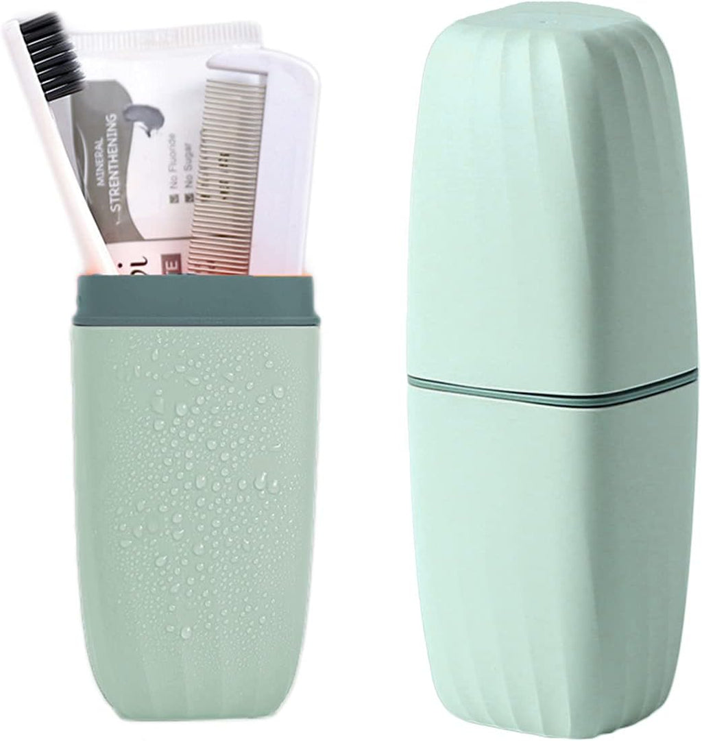 Travel Toothbrush Cup Case,Toothbrush Holder with Cover Travel Toothbrush Containers Portable Toothpaste Storage Toothbrush Case and Carrier for Camping School Business Trip Bathroom (Light blue)