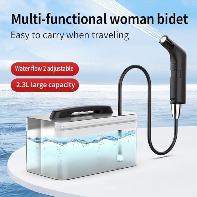2Clean Portable Bidet, Portable Bidet for Travel, Travel Bidet Portable Sprayer, Portable Bidet for Women, Bidet Portable for Personal Care, Portable Bidet for Toilet, Electric Portable Bidet for Men