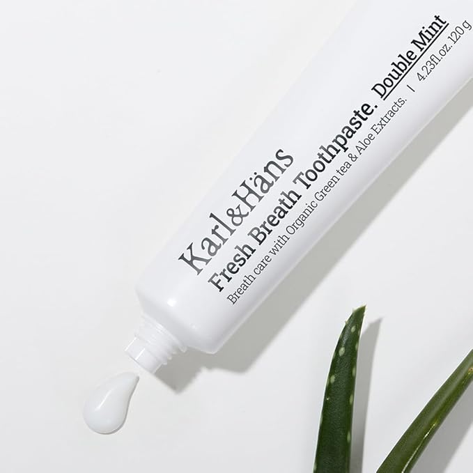 Karl&Hans Fresh Breath Toothpaste with Fluoride– Bad Breath Removal, Cooling Mint Freshness, Cavity Protection, Whitening & Stain Removal, 4.23 fl oz (Mint)