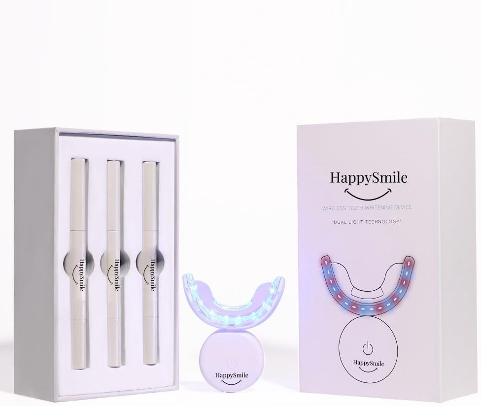 HappySmile LED & Pen Teeth Whitening Kit - Professional Oral Care for White Teeth - Includes Teeth Whitening Pen & LED for a Brighten Your Smile - Premium Teeth Whitening kit