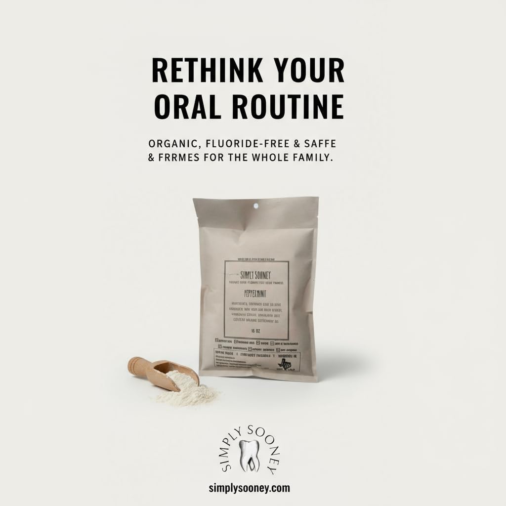 Remineralizing Organic Vegan Fluoride Free Tooth Powder Peppermint Formula I Zero Waste Refill I Stronger Teeth I Fresh Breath I with Xylitol for Cavities