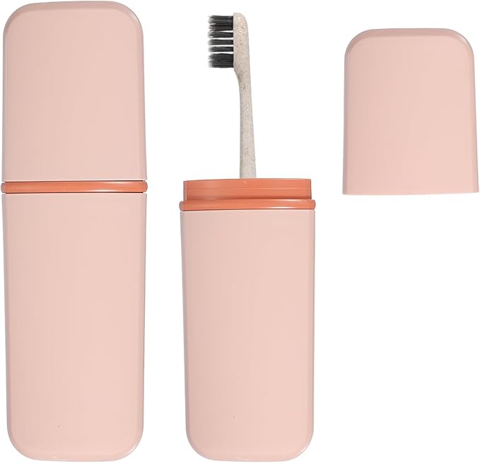 uxcell Travel Toothbrush Case, 7.9x2.6x1.4 Portable Travel Toothbrush Holder with Flat, Plastic Toothpaste Container for Bathroom, Gym, Business Trip, Camping, Pink