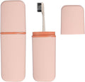 uxcell Travel Toothbrush Case, 7.9x2.6x1.4 Portable Travel Toothbrush Holder with Flat, Plastic Toothpaste Container for Bathroom, Gym, Business Trip, Camping, Pink
