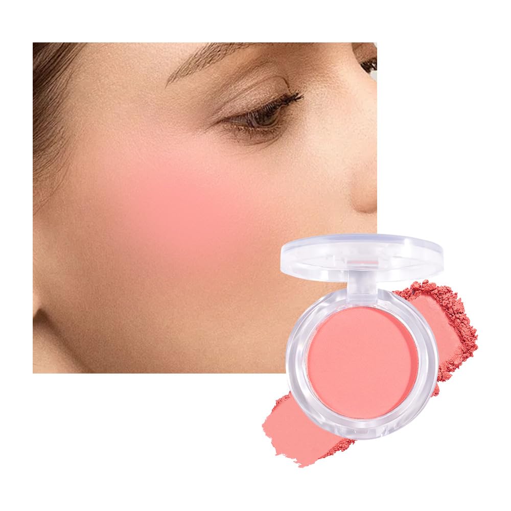 Matte Powder Blush for Cheeks – Long Lasting Natural Face Blusher Makeup, Lightweight Blendable Cheek Color for Women, Vegan & Cruelty-Free – #03 Peach Pink