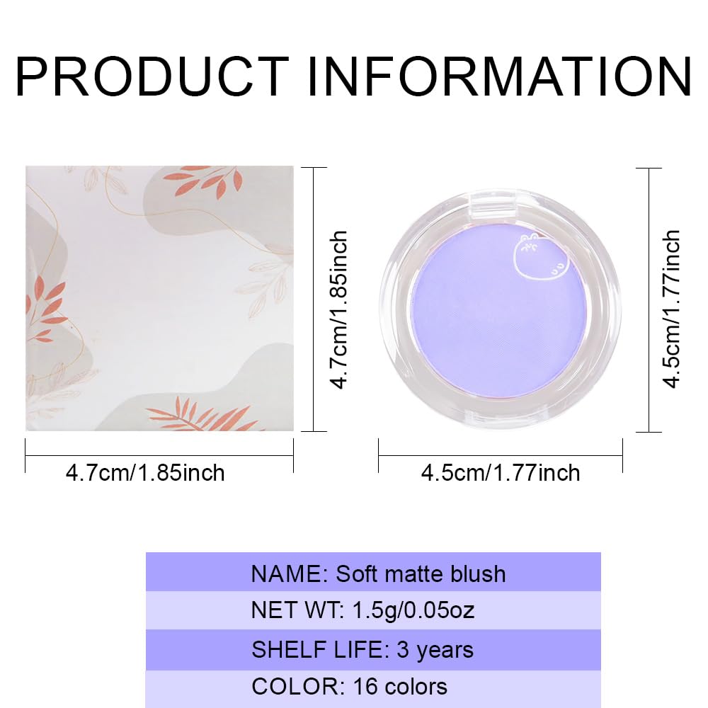 Matte Powder Blush for Cheeks – Long Lasting Natural Face Blusher Makeup, Lightweight Blendable Cheek Color for Women, Vegan & Cruelty-Free – #11 Lavender Lilac