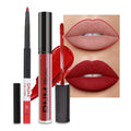 evpct 2Pcs Dark Oxblood Red Matte Lip Liner and Lipstick Combo Lip Gloss Stains Pencil Makeup Set Women Long Lasting 24 Hours Liquid Lipstick and Lip Liner Set labiales mate 24 horas originales