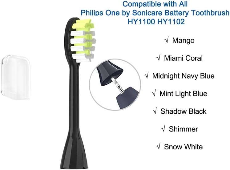 One Series Replacement Toothbrush Heads Pisonicleara Compatible with sonicare Philips One Series BH1022/03 HY1100/02 HY1102 (8-pc) Battery Brush, Mango Snow White Travel Refill (one-Blue)