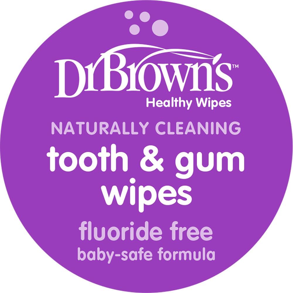 Dr. Brown's Tooth and Gum Healthy Wipes, Fluoride-Free Oral Care for Babies, Grape Flavor, 30 count, 1-Pack (Packaging May Vary)