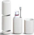 Travel Toothbrush Case with Cup, Gray - Toothbrush and Toothpaste Travel Case, Doubles as Dorm Toothbrush Holder, Detachable Base, Compact Toothbrush Covers for Camping, Business Trip
