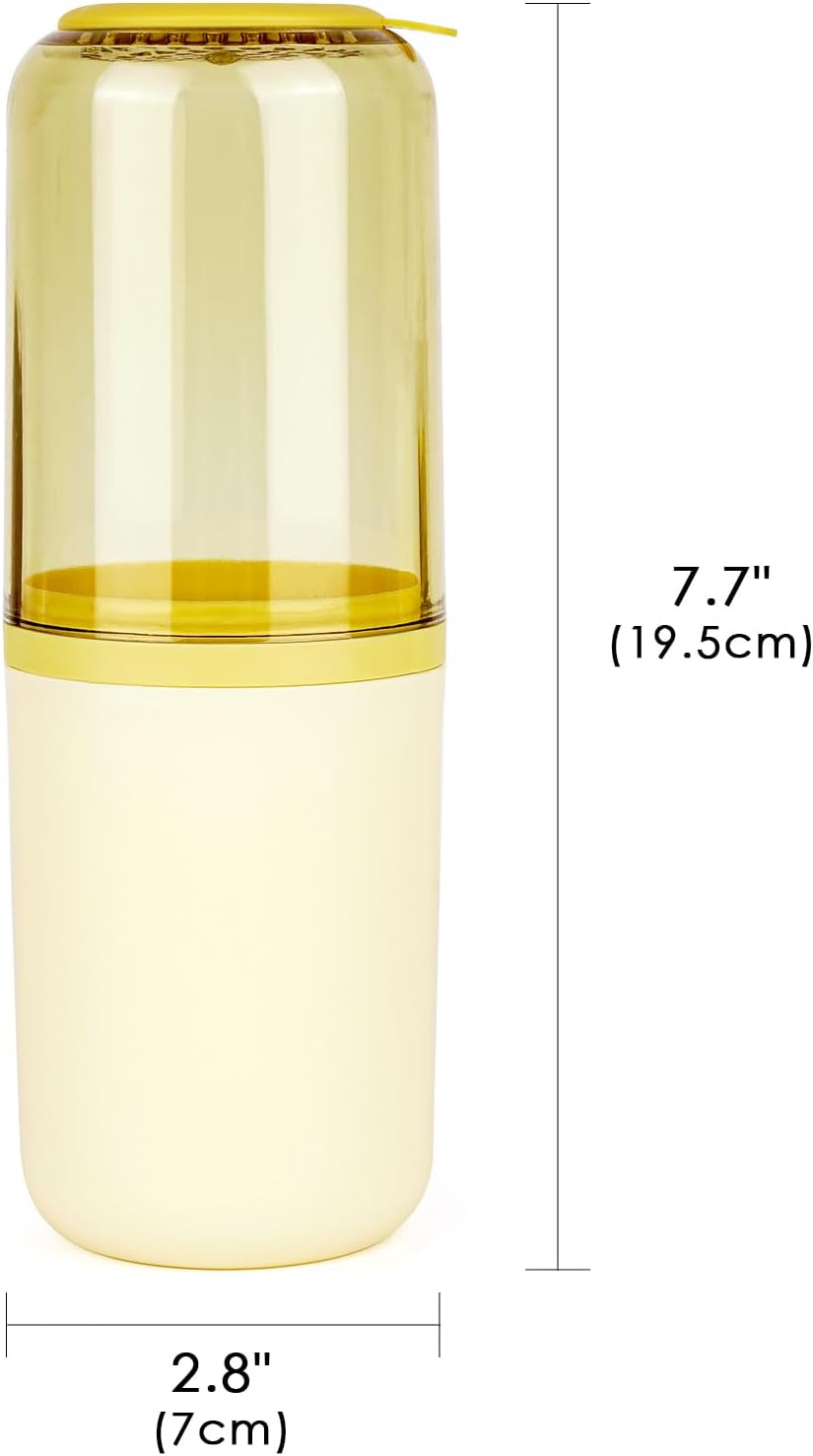 Toothbrush Travel Case, Plastic Travel Toothbrush Holder with Drain Hole, Portable Toothpaste Toothbrush Storage Container Box for Traveling, Camping, Gym, Bathroom (Light Yellow)