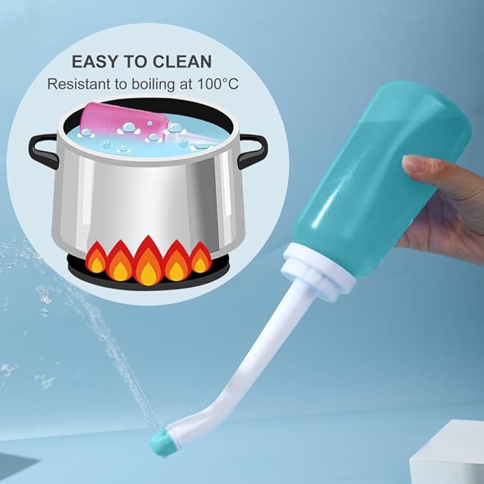 Handheld Personal Bidet Bottle, Bottle for Gentle Postpartum Care and Cleansing, Feminine Care，Personal Perineum Cleansing, 350Ml Portable Travel Bidet（Green）, Resistant to 100ºC, Bonus Bag