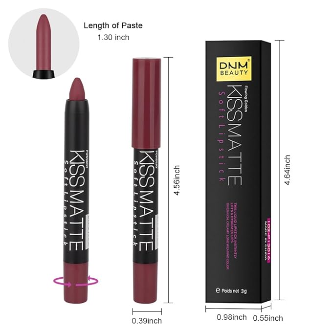 BINGBRUSH Smooth Longwear Lipstick Pack Set, Matte Color Stick Ultimate Lip Crayon for Makeup Collection - Waterproof Velvet Lipgloss Lip Stain (12#)