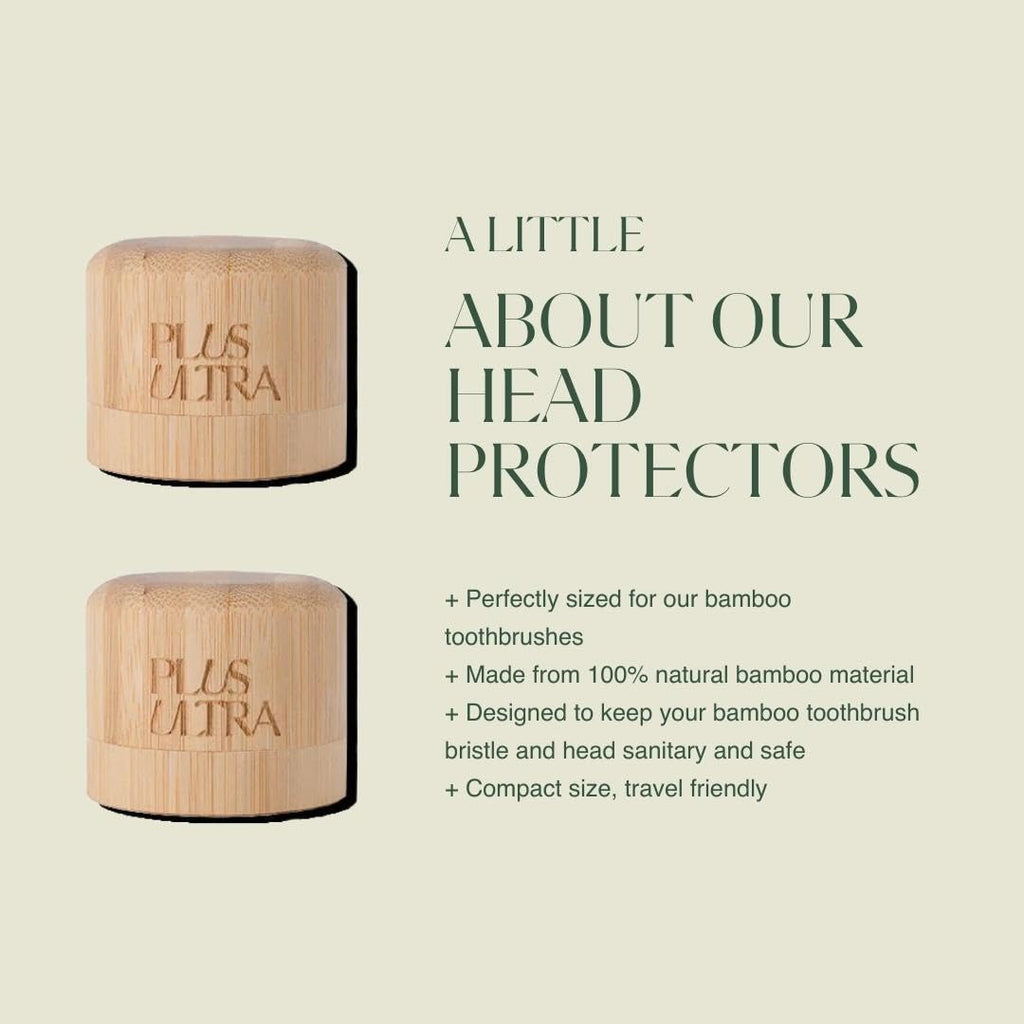 Plus Ultra Bamboo Toothbrush Cover | Made from 100% Bamboo | Biodegradable, Eco-Friendly Travel Protective Head for Fresh & Clean Storage | Fits Most Manual Toothbrushes