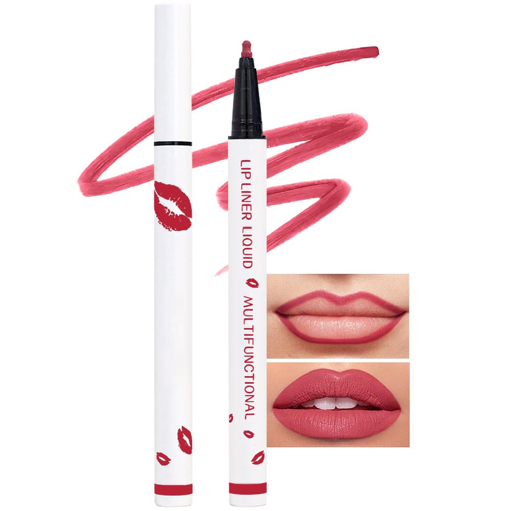 Kaely Rose Pink Longwear Liquid Lip Liner Waterproof, 24 Hour Long Lasting Lip Liner Stain Marker Pen, 2-in-1 Matte Semi Permanent Lipliner & Lipstick, Vegan & Cruelty-Free, 04