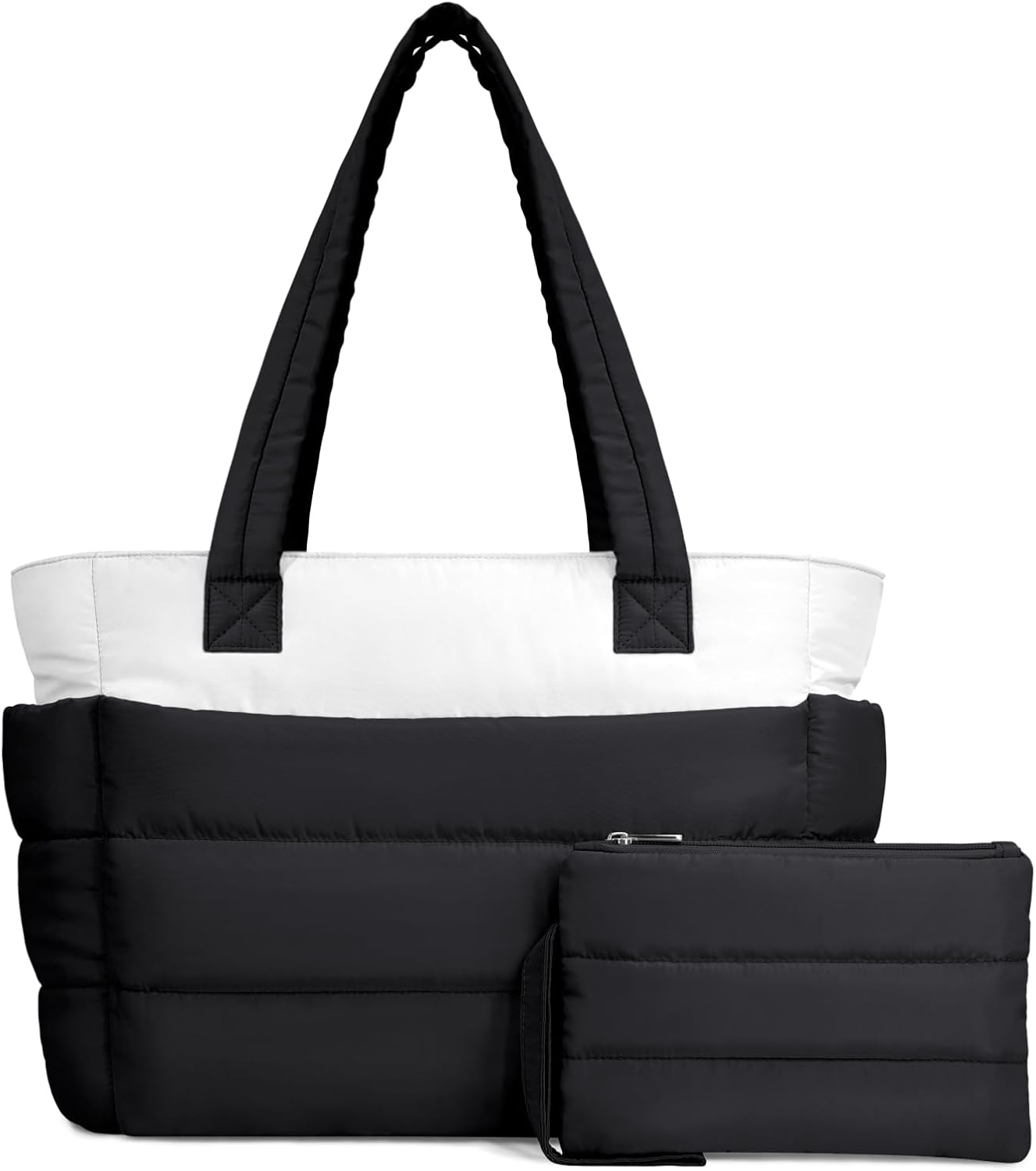 TOPDesign Puffer Tote Bag for Women, Lightweight Puffy Handbag with Compartments, Quilted Shoulder Bag for Work, Travel, Gym