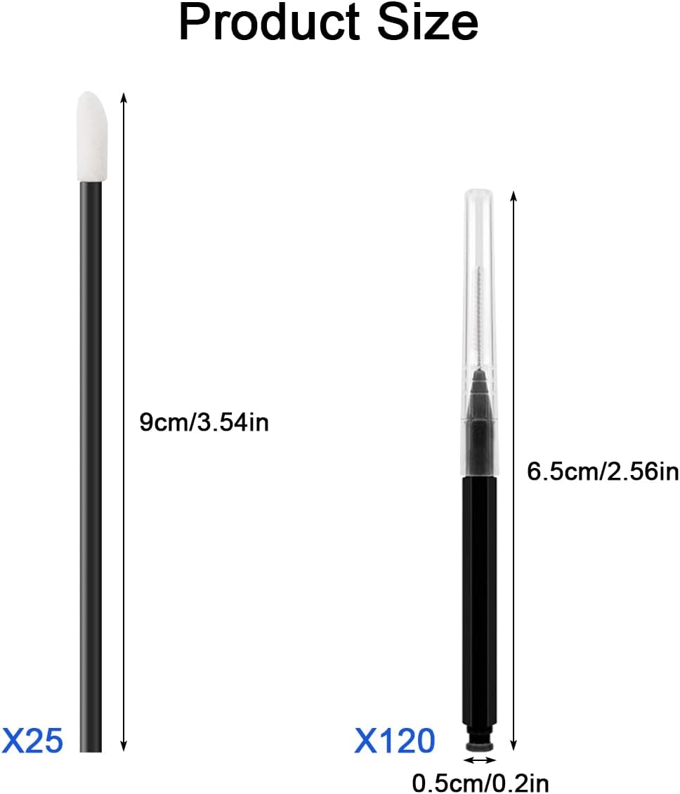 120 Pcs Interdental Brush + 25 Pcs Lip Wands Applicators Disposable, Braces Brush for Cleaner Interdental Brush Toothpick Dental Flossing Head Oral Dental Hygiene Flosser Tooth Cleaning Tools, Black