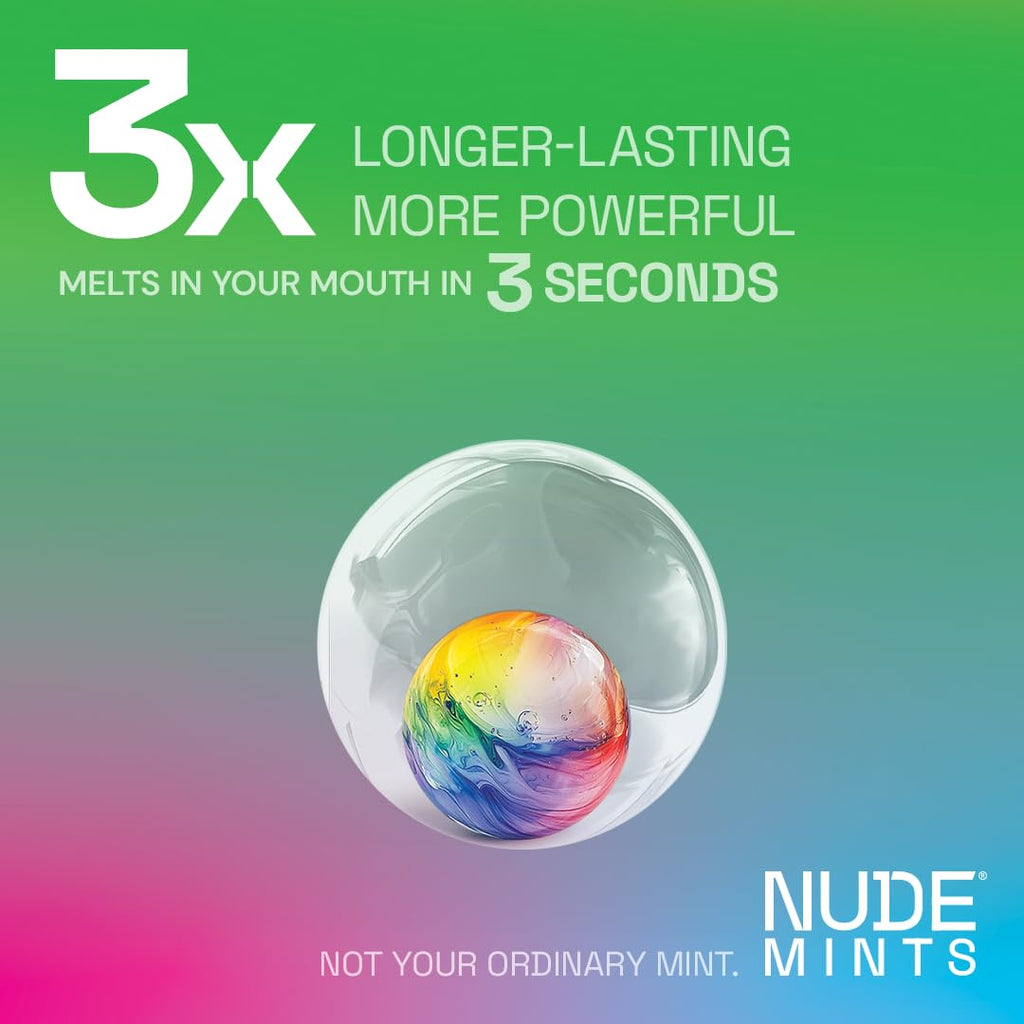 NUDE MINTS | Dual Action Liquid Capsules | Mouth Watering Mint - Lasts 3X Longer - 3X Stronger - Extreme Bad Breath Treatment For Adults - Sugar Free, 0 Calorie - All Flavors - 5 Pack - 150 Capsules