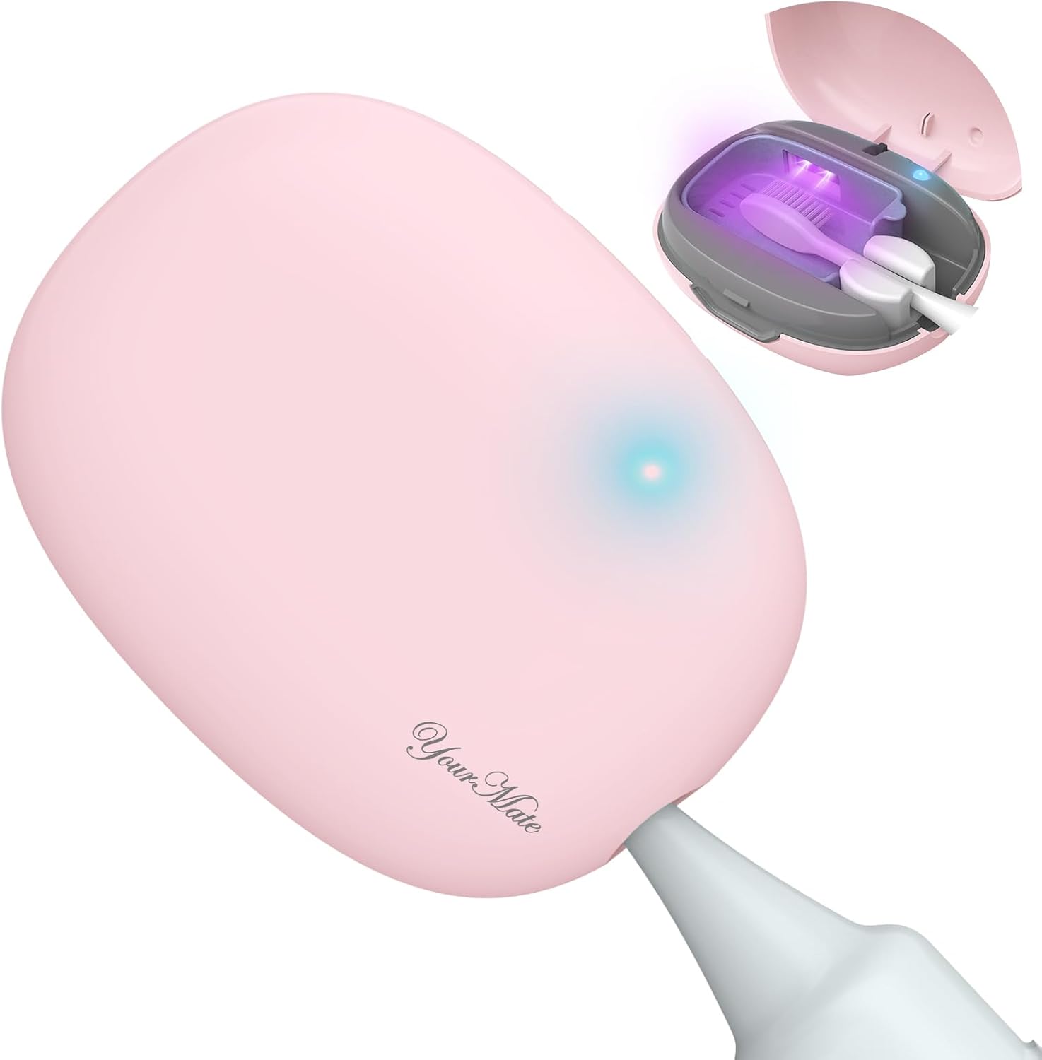 YourMate UVC Rechargerable Toothbrush Sanitizer Case Travel Toothbrush Covers Case with Holder for Houshold and Traveling or Business Trip Pink