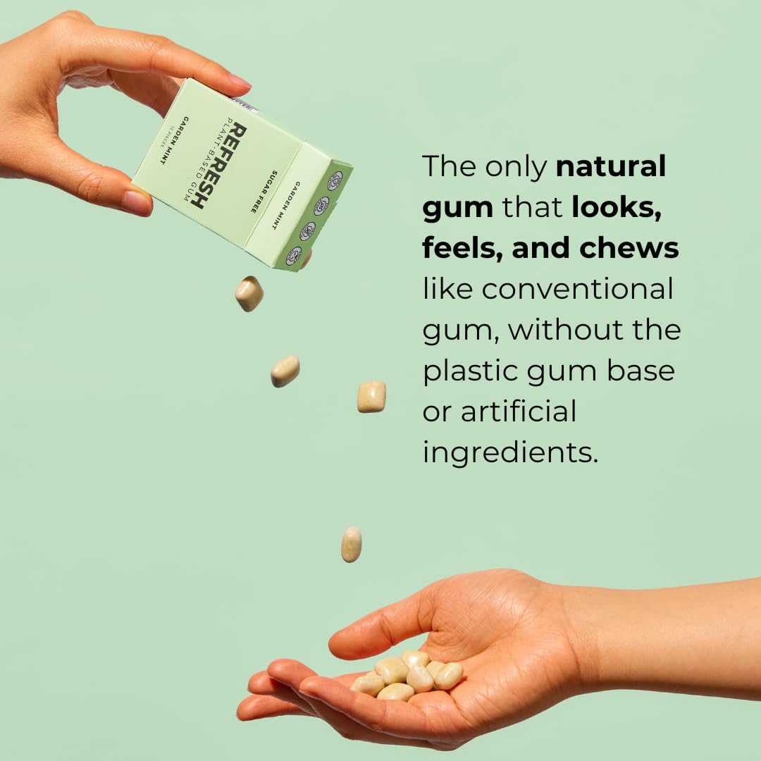Refresh Gum, Xylitol, Natural, Sugar Free, Chewing Gum, Plastic Free, Natural Flavors & Organic Ingredients, Non GMO, Gluten Free, Vegan, 12 Count (Pack of 5), Mint Variety Pack