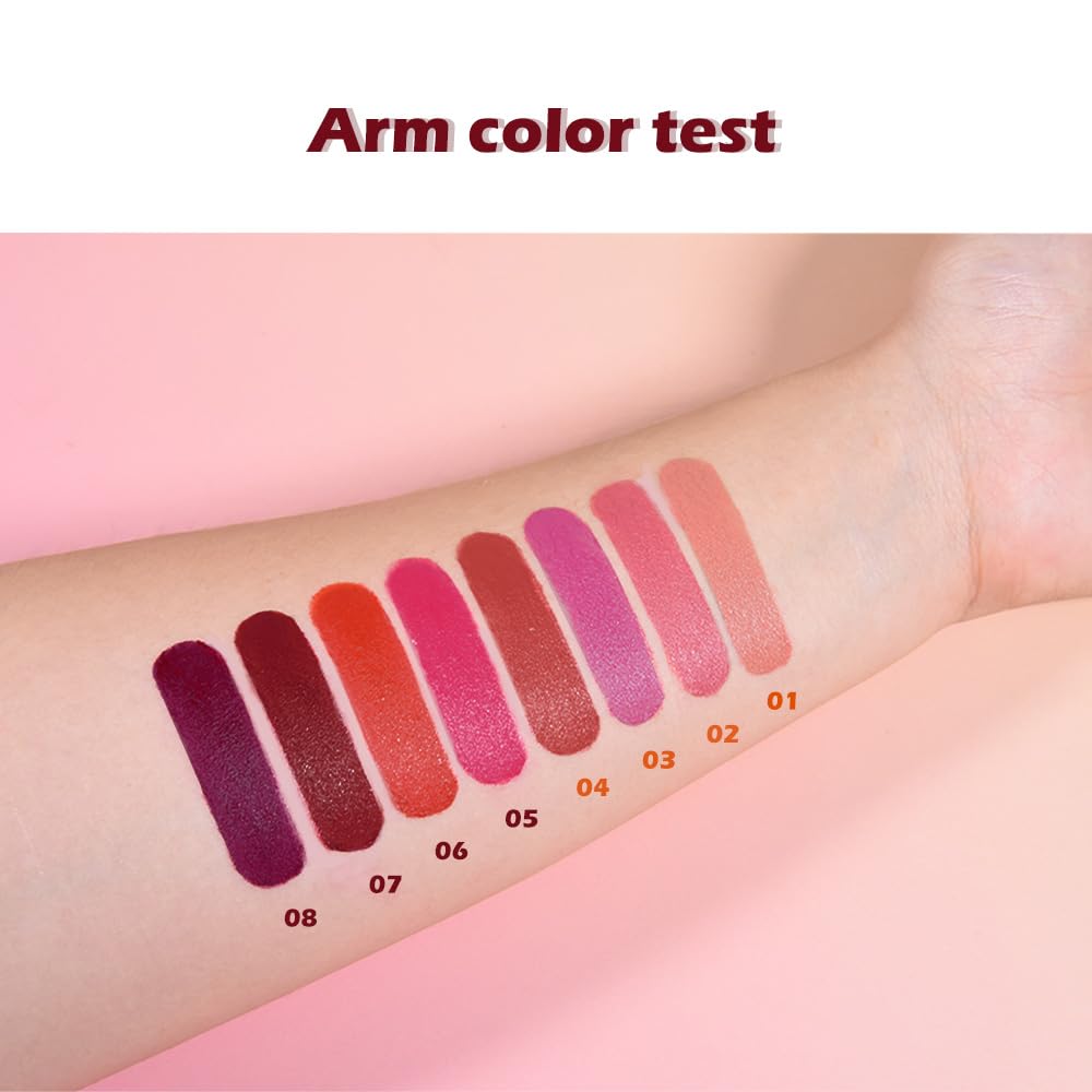 4Pcs Matte Lipstick Set for Women, Warm Pink Coral Red Purple Dark Red Lipsticks Lip Balm, Long Lasting Waterproof Transfer-Proof Vegan Lip Gloss Beauty Products Makeup All-Day Formula SetA01
