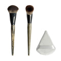 Rose and Ben Beauty Makeup Tools - C42 Foundation Brush, C41 Blush Brush and Setting Puff