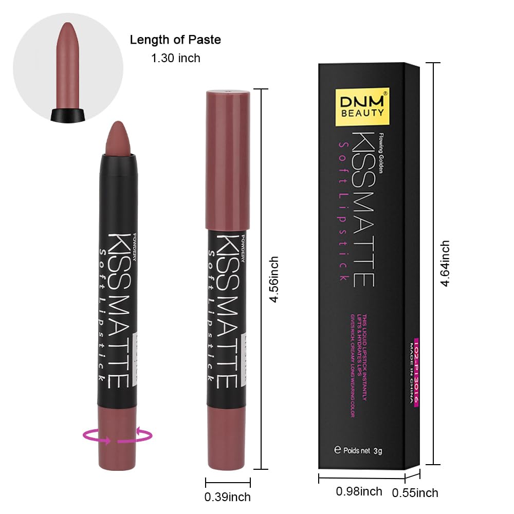 evpct 1Pcs Dark Brown Matte Lipstick and Lip Crayon Liner Pencil Pen Set for Women Roll up Lip Liner Dark brown Lip Stain Long Lasting Waterproof labiales mate magicos 24 horas originales 08