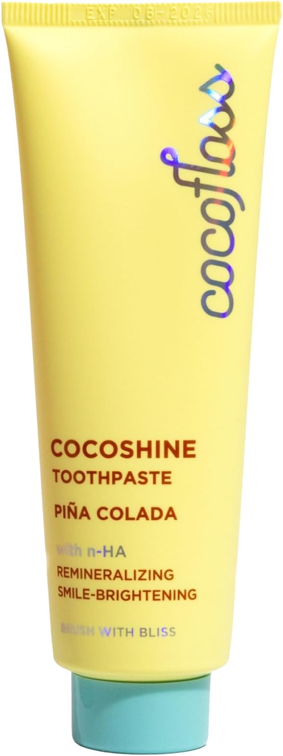Cocolab Cocoshine Whitening Toothpaste, Remineralize & Repair Sensitive Teeth, Fluoride-Free with n-HA, Kid-Friendly, Pina Colada, 3.4 oz
