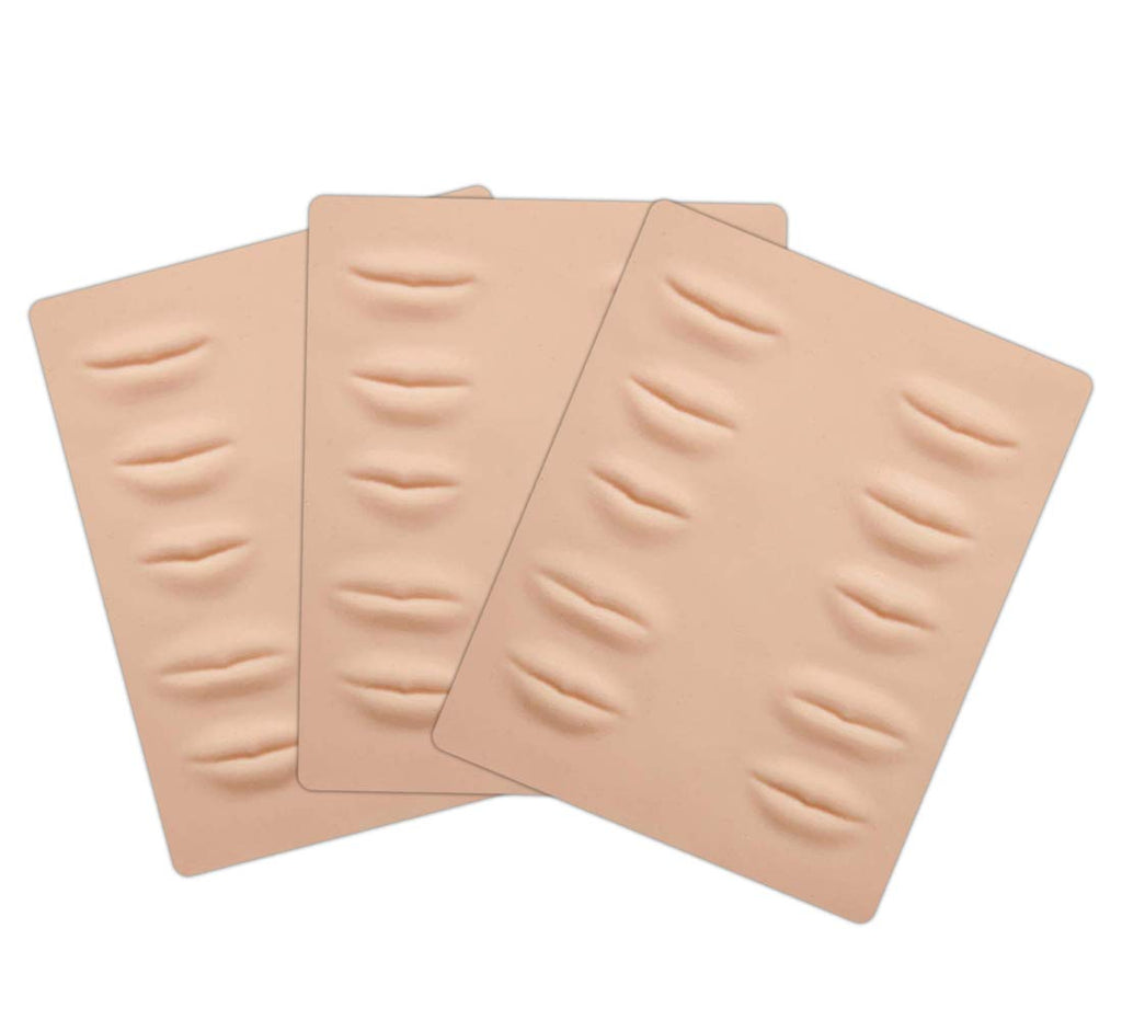 Silicone Fake Skins for Lips 3 Sheets 3D Microblading Permanent Makeup Tattoo Practice Skin 8.5x7.4 Inch for Tattoo Artists and Beginners (Lips)