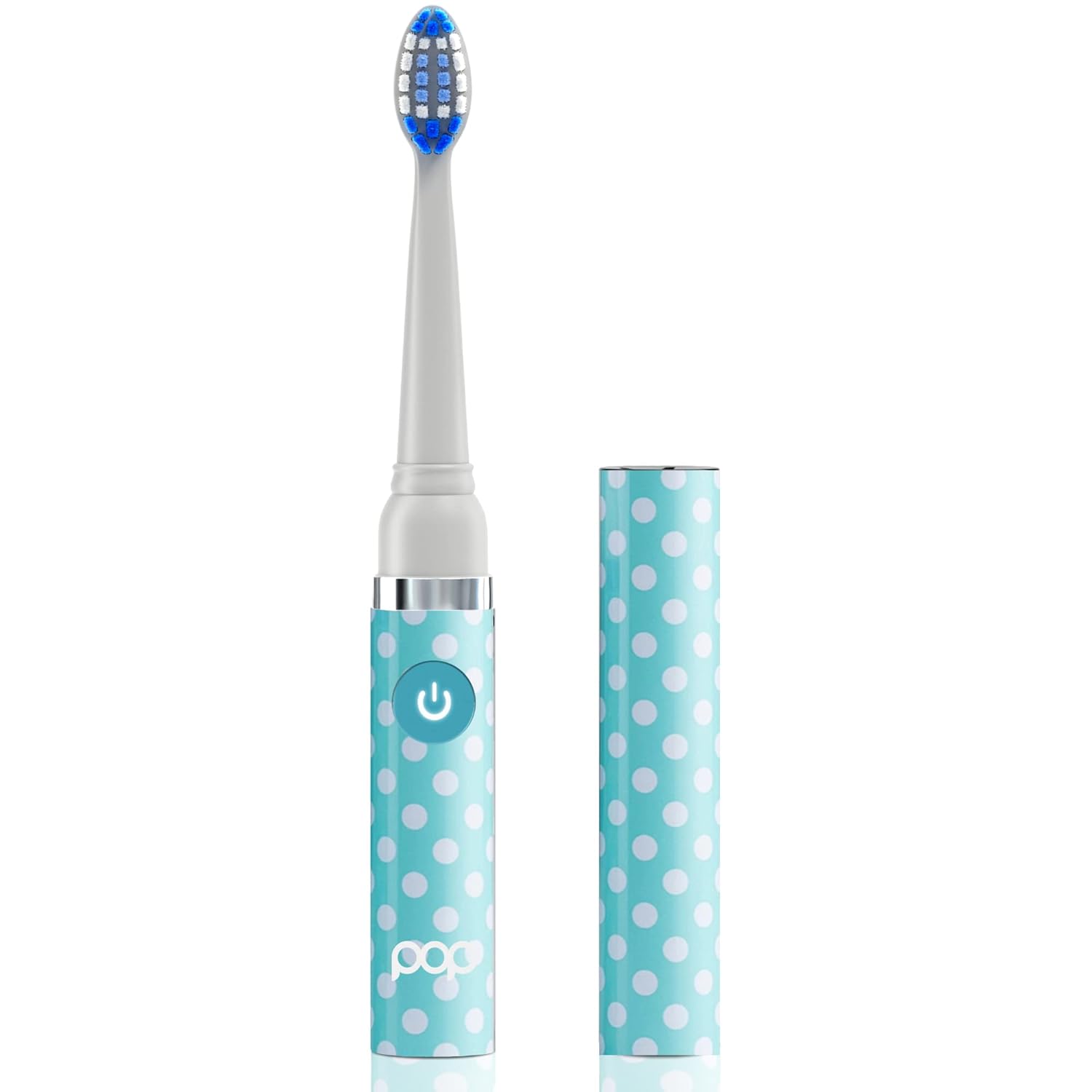Pop Sonic Electric Toothbrush (Blue Dots) - Travel Toothbrushes w/AAA Battery | Kids Electric Toothbrushes with 2 Speed & 15,000-30,000 Strokes/Minute, Dupont Nylon Bristles